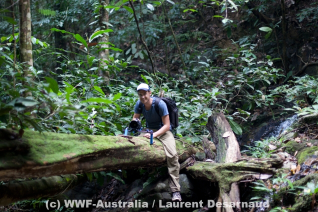 James filming for WWF-Australia in Borneo © Laurent Desarnaud, WWF-Australia